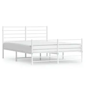 Berkfield Metal Bed Frame with Headboard and Footboard White 140x190 cm