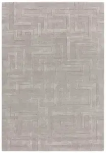 Handmade Modern Silver Abstract Wool Easy to Clean Rug for Living Room & Bedroom-120cm X 170cm