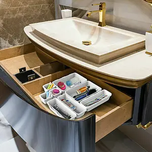 8pc White Plastic Drawer Storage Trays