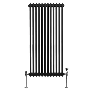 Traditional 2 Column Radiator - 1500 x 562 mm - Black