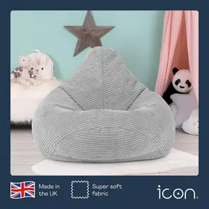 icon Kids Dalton Corduroy Bean Bag Chair Grey Childrens Bean Bags