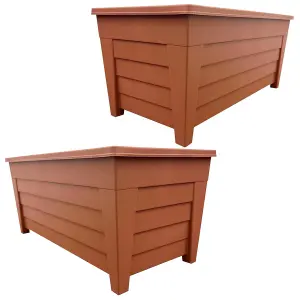 2 Terracotta Grosvenor Troughs & 2 Terracotta Grosvenor Flower Planters For Home & Garden