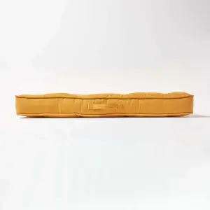 Homescapes Mustard Yellow Cotton 2 Seater Booster Cushion