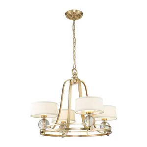 Elstead Quoizel Gotham Multi Arm Chandelier with Shades Brushed Brass