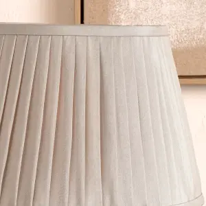 40cm Taupe Poly Cotton Pleated Lampshade For Table Lamps