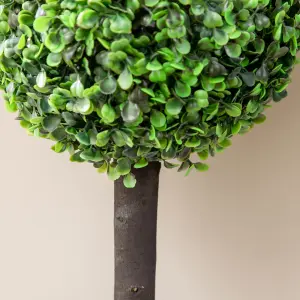 HOMCOM Set of 2 Potted Artificial Plants Boxwood Ball Trees Indoor Outdoor, 60cm