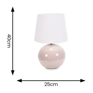 ValueLights Bosco Stone Natural Ceramic Table Lamp with White Tapered Shade - LED Bulb Included