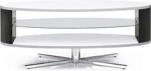 MDA Designs Orbit 1100WB Gloss White TV Stand with Gloss Black Elliptic Sides for Flat Screen TVs up to 55"