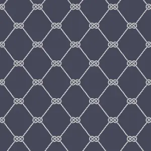 Galerie Deauville 2 Navy Blue White Nautical Rope Smooth Wallpaper