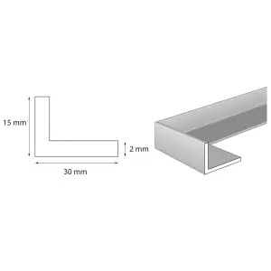 Pack of 3 - nielsen Aluminium L-Shaped Angle Profile, Matt Anodized, 2000x30x15mm, Thickness: 2mm, Length: 2m