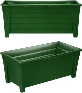 simpa Grosvenor 55cm Green Plastic Trough Garden Planter Set of 4 Pots