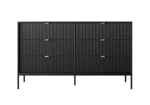 Elegant Nova Chest of Drawers H830mm W1540mm D390mm in Black Matt - Modern Storage Solution