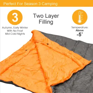 Milestone Camping Grey Double Insulation Envelope Sleeping Bag