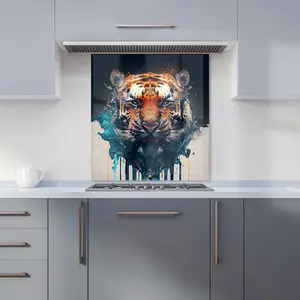 Tiger Face Splashart Premium Glass Kitchen Splashback W600mm x H750mm