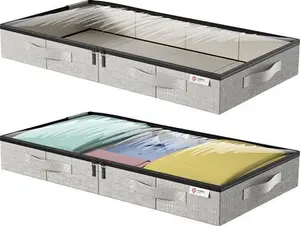 Underbed Storage, Under Bed Storage Box With Lid, Under Bed Storage Bags With Sturdy Sidewalls/Bottom For Clothes, Duvets, Comforters, Blanket,