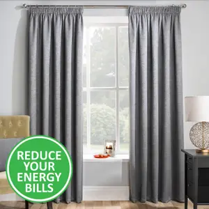 Enhanced Living Matrix Grey Silver 90 x 54 inch (229x137cm) Tape Top Thermal Noise reducing Dim Out Curtains