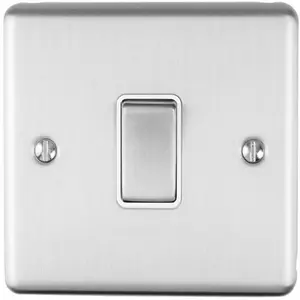 2 PACK 1 Gang Single INTERMEDIATE Light Switch SATIN STEEL & White 10A Rocker