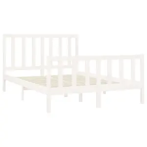 Berkfield Bed Frame White Solid Wood Pine 160x200 cm