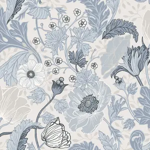 Galerie Apelviken 2 Blue Off White Floral Woodland Smooth Wallpaper