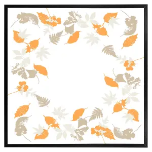 Orange & grey autumn leaves (Picutre Frame) / 24x24" / White