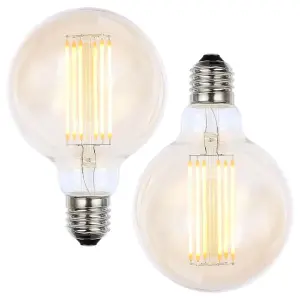 Litecraft E27 6W Pack of 2 Gold Tint Warm White Vintage Filament Globe LED Light Bulbs