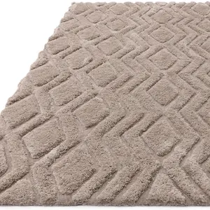 Dark Beige Modern Shaggy Easy to Clean Geometric Dining Room Bedroom And Living Room Rug-120cm X 170cm