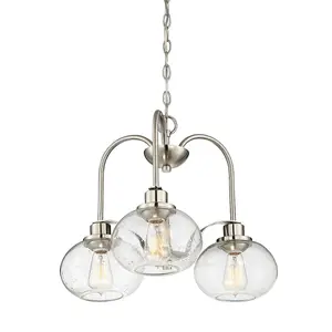 1 Bulb Chandelier Hanging Pendant Ceiling Light Brushed Nickel LED E27 60W Bulb