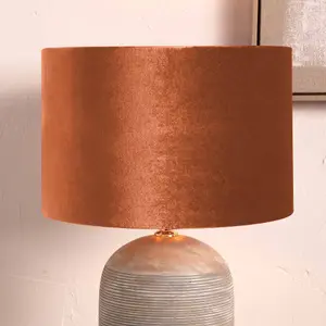 40cm Terracotta Velvet Cylinder Lampshade Floor Table Lamps