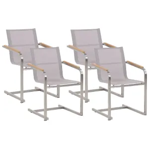 Set of 4 Garden Chairs COSOLETO Stainless Steel Beige