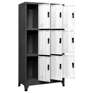 Berkfield Locker Cabinet Anthracite and White 90x45x180 cm Steel