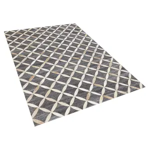 Cowhide Area Rug 140 x 200 cm Grey and Beige GENC