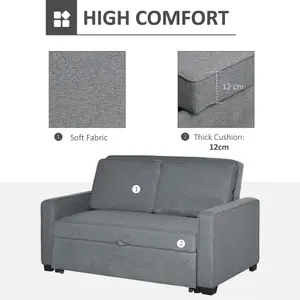 HOMCOM 2 Seater Sofa Bed Click Clack Couch Sleeper Settee for Living Room & Bedroom, Grey