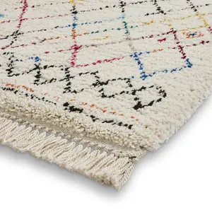 Boho Multicoloured Geometric Medium Rug, (L)170cm x (W)120cm