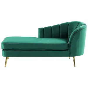 Right Hand Velvet Chaise Lounge Emerald Green ALLIER