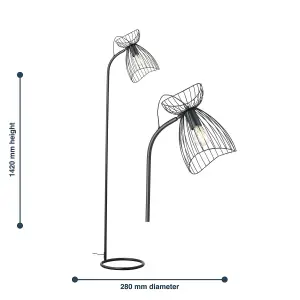 First Choice Lighting Diablo Black Cage Design Floor Reading Lamp