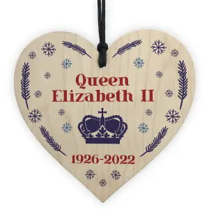 Red Ocean Queen Elizabeth II Wooden Plaque In Memory Memorial Sign Christmas Bauble