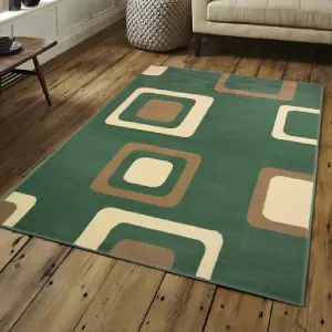 Green Boxed Pattern Rug - Texas