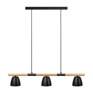 Nordlux Theo Indoor Dining Kitchen Hallway 3 Pendant Ceiling Light in Black (Length) 92.6cm