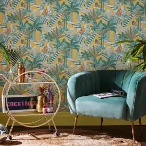 Envy Vacay Citron Yellow Floral Wallpaper