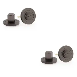 2 PACK - Industrial Hex Thumbturn & Release Lock - Dark Bronze - Bathroom Door WC