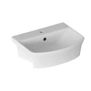 Fewstone White Rectangular Semi-recessed Basin (W)50cm