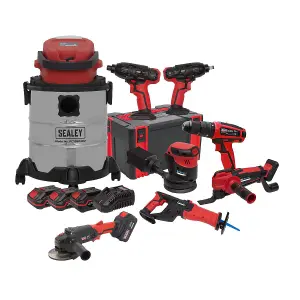 Sealey 8 x 20V SV20 Series Cordless Tool Combo - 4 Batteries CP20VCOMBO4