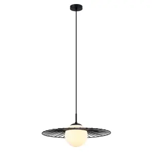 Luminosa Modern Hanging Pendant Black 1 Light  with Black, White Shade, E27