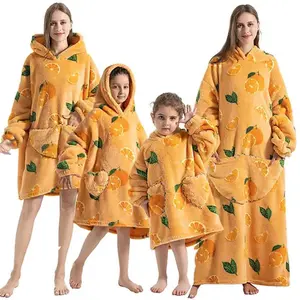 Yellow Kid Size Oversized Wearable Hoodie Blanket