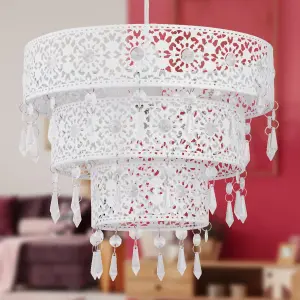 First Choice Lighting White Moroccan Styled Tiered Light Shade