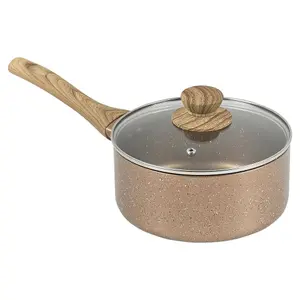 URBN CHEF 20cm Diameter Ceramic Rose Gold Induction Sauce Pan Cookware