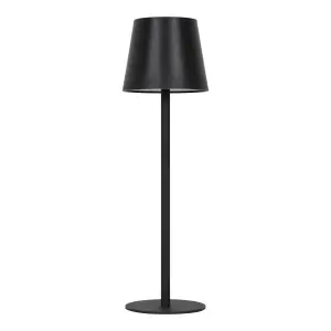 GoodHome Quelea Matt Black Rechargeable Integrated LED Table lamp