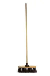 Newman and Cole 12" Hard Stiff Outdoor Broom and Wooden Handle