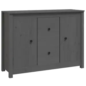 Torres 100Cm 2 Drawer Solid Wood Highboard Grey