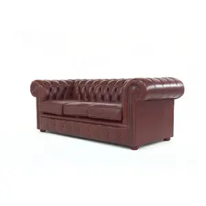 Chesterfield 3 Seater Sofa Old English Hazel Real Leather In Classic Style